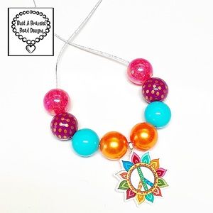 Handmade Funky Sunflower Peace Sign Adjustable Necklace